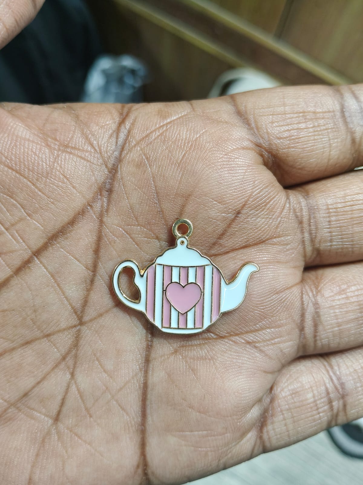 NAGNESHI Tea Party Pendant with Heart Enamel Charms Metal Pendant for Jewelry Making