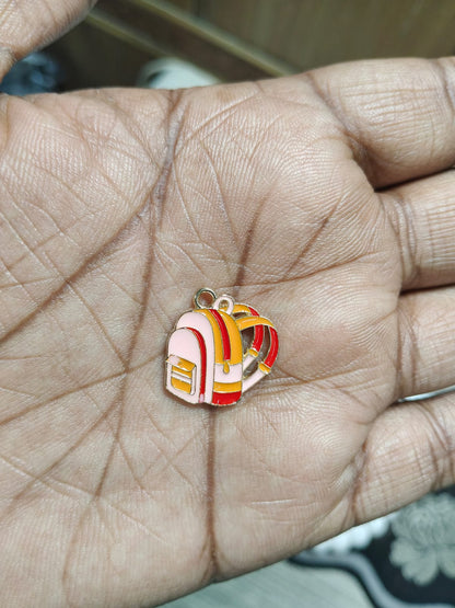 NAGNESHI Pink Pastel School Backpack Enamel Charms Metal Pendant for Jewelry Making