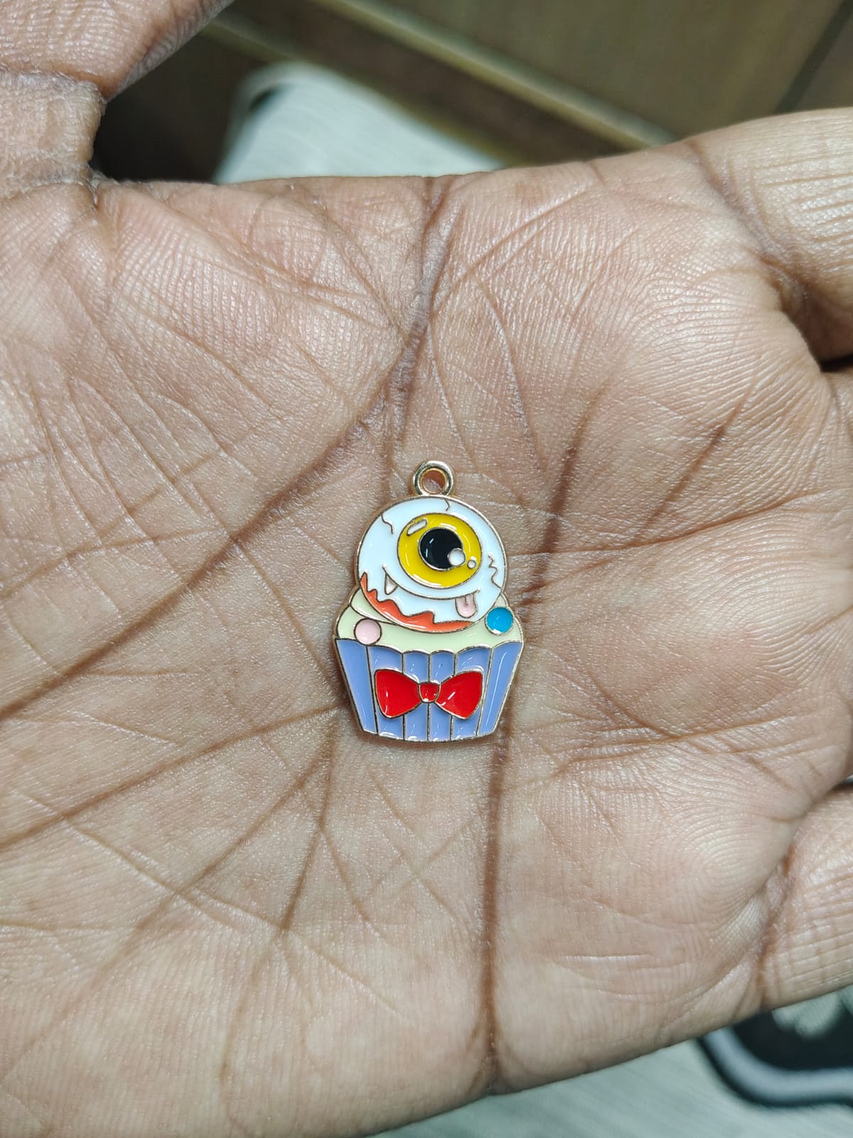 NAGNESHI Eyeball Cupcake Halloween Enamel Charms Metal Pendant for Jewelry Making