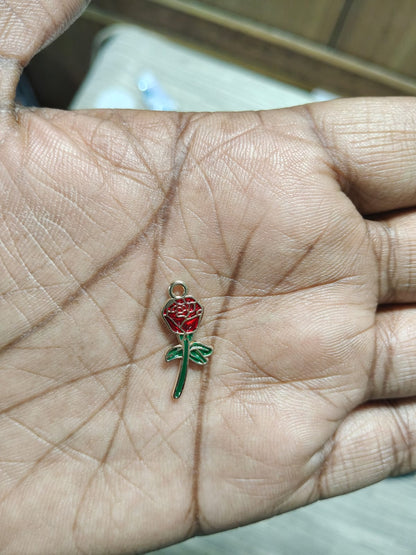 NAGNESHI Rose Enamel Charms Metal Pendant for Jewelry Making