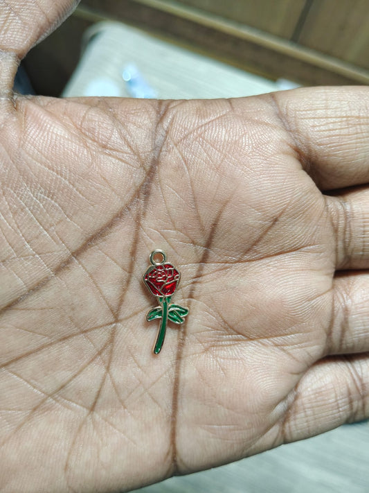 NAGNESHI Rose Enamel Charms Metal Pendant for Jewelry Making