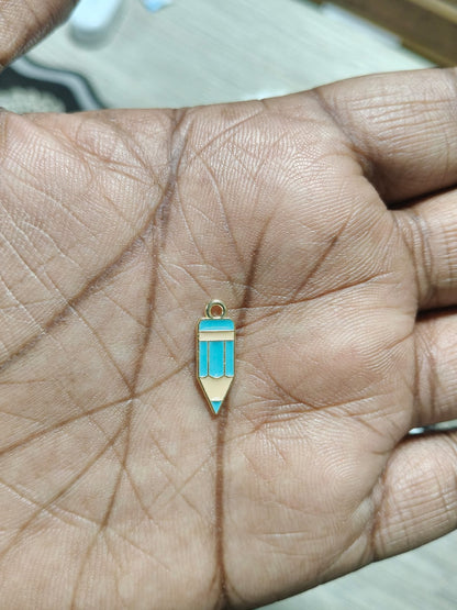 NAGNESHI Blue Pencil Enamel Charms Metal Pendant for Jewelry Making