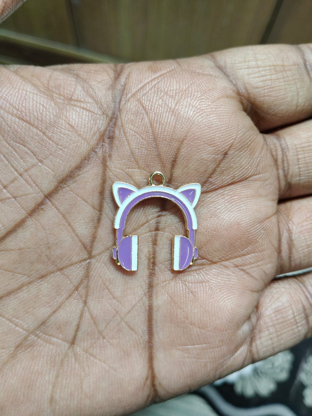 NAGNESHI Purple Cat Ear Headphone Enamel Charms Metal Pendant for Jewelry Making