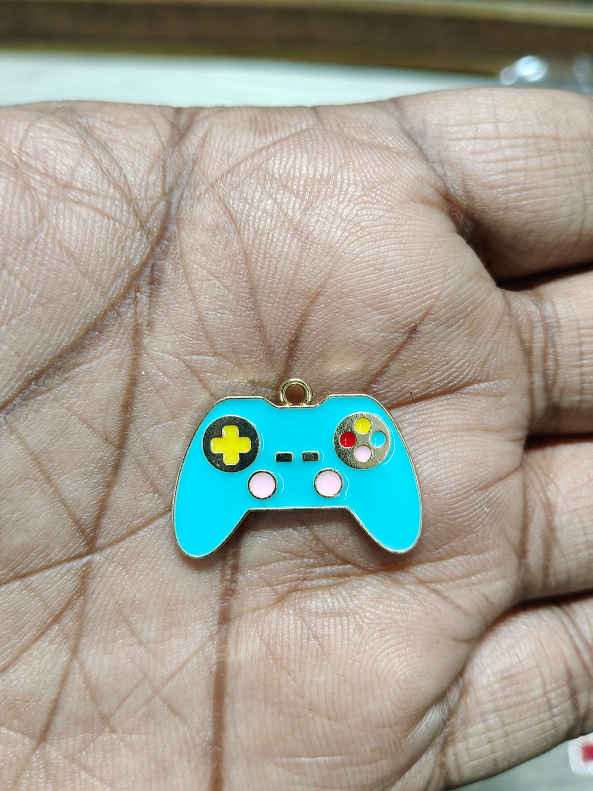 NAGNESHI Sky Blue Video Game Controller Enamel Charms Metal Pendant for Jewelry Making