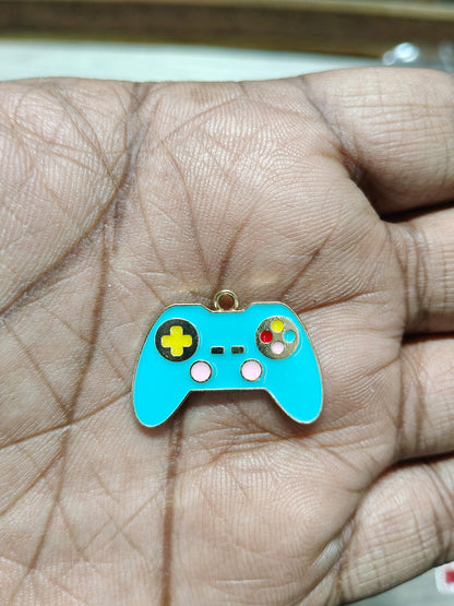 NAGNESHI Sky Blue Video Game Controller Enamel Charms Metal Pendant for Jewelry Making