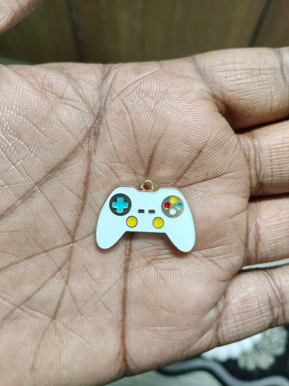 NAGNESHI White Video Game Controller Enamel Charms Metal Pendant for Jewelry Making