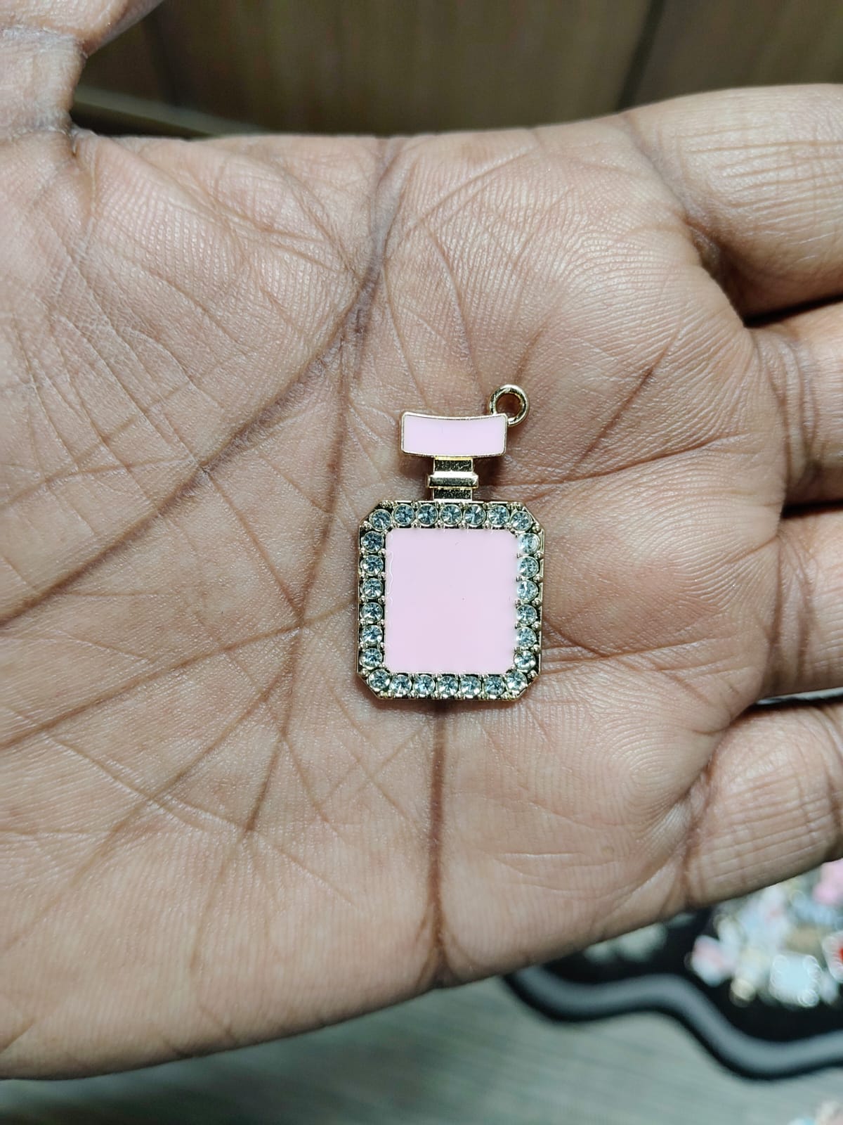 NAGNESHI Luxury Pink Perfume Bottle Enamel Charms Metal Pendant for Jewelry Making