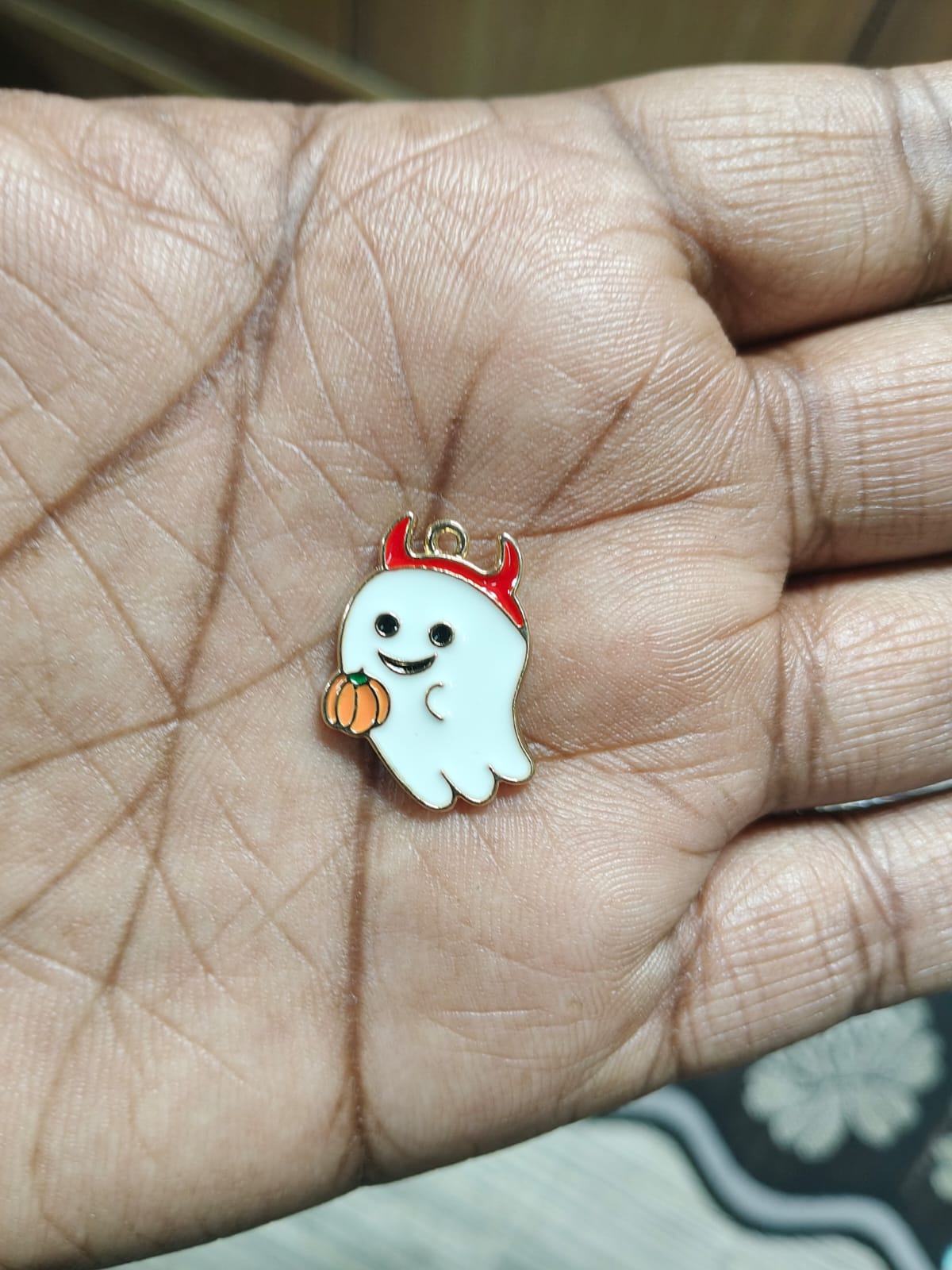 NAGNESHI Little Devil Ghost Enamel Charms - Cute White Ghost with Red Horns & Pumpkin Charms for Jewelry Making, DIY Earrings, Bracelets, Necklaces, and Crafts