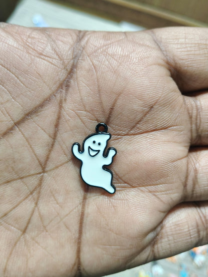 NAGNESHI Cute Ghost with Witch Hat Enamel Charm for Jewelry Making, DIY Earrings, Bracelets, Necklaces, and Crafts
