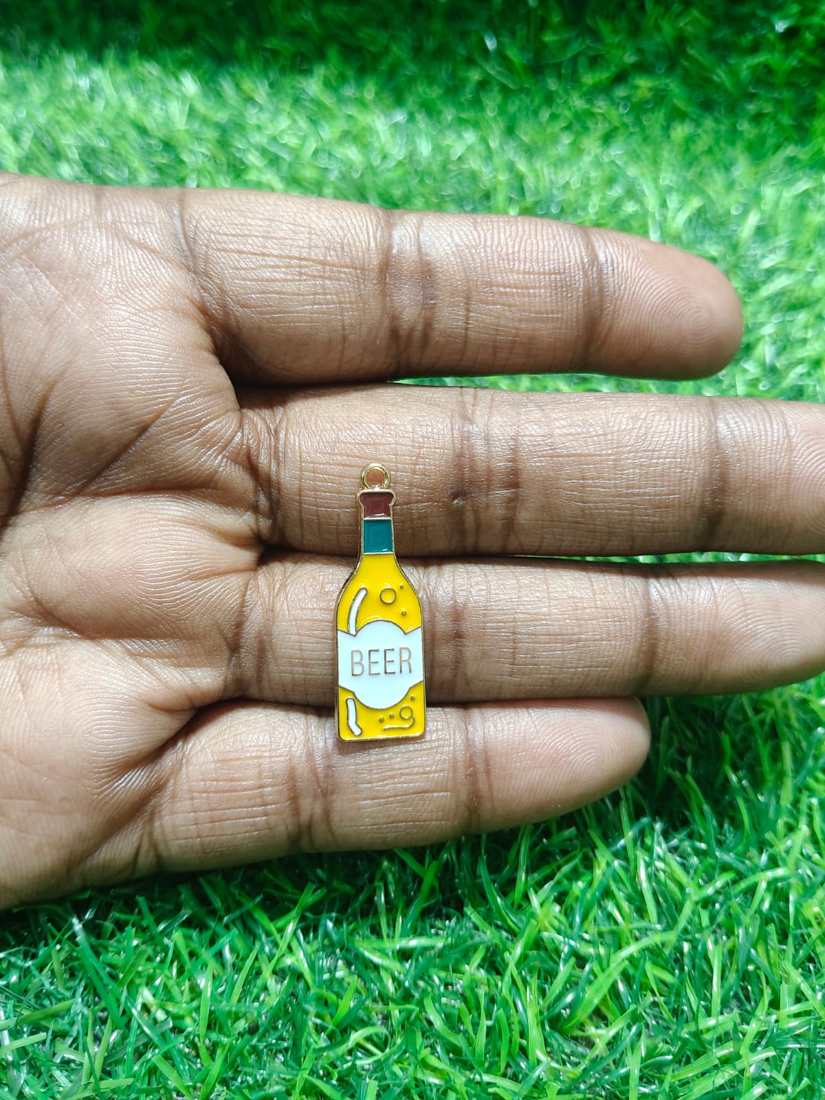 NAGNESHI Beer Bottle Enamel Charms - Gold Tone Alcohol Beverage for DIY Jewelry Making, Charm Bracelets, Necklaces