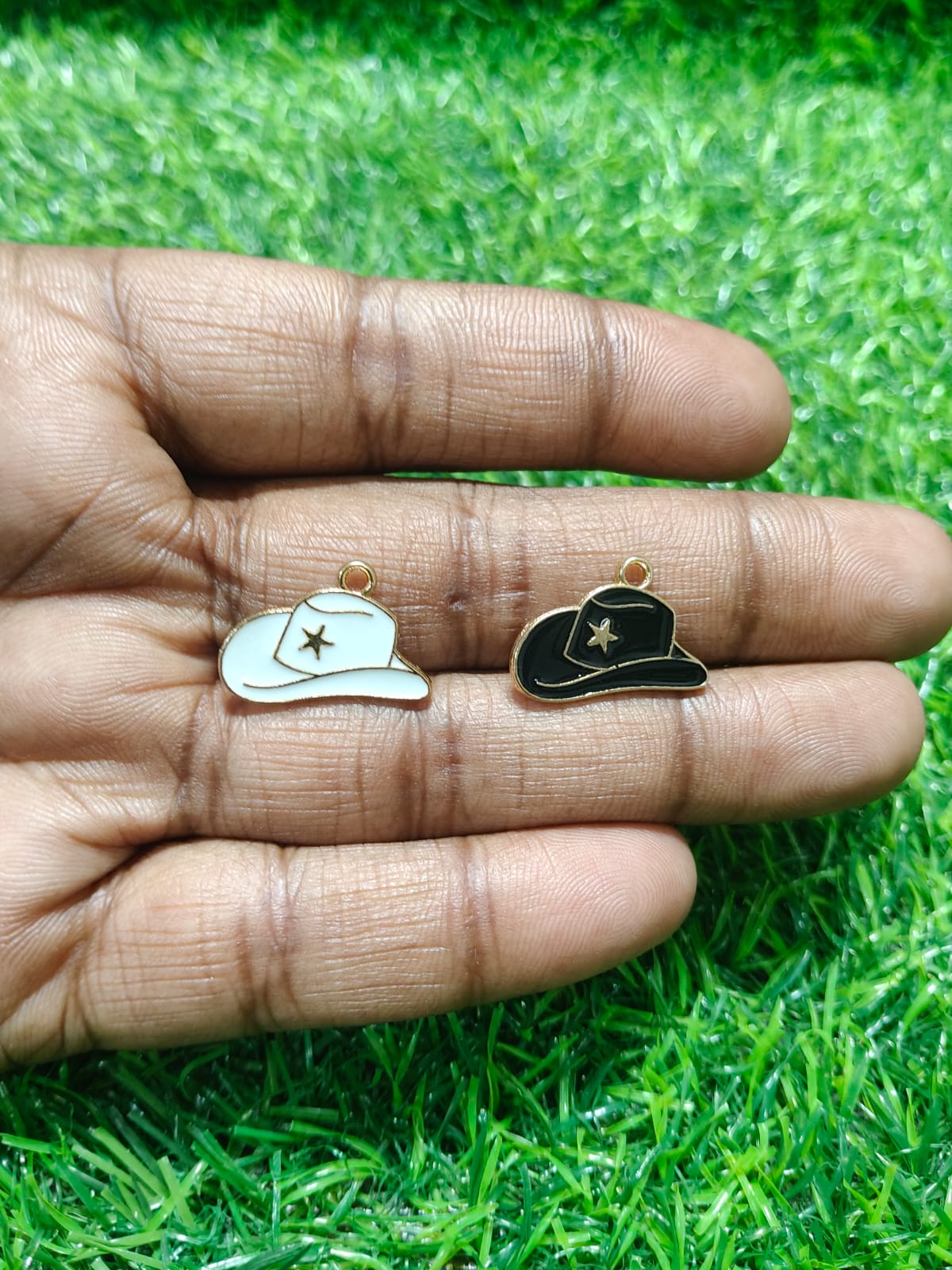 Cowboy Hat Charms| Black & White Mix Charms | Enamel Charms