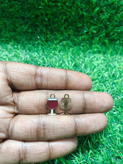 NAGNESHI Red Wine Glass Enamel Charms - Gold Tone Wine Goblet for DIY Jewelry Making, Charm Bracelets, Necklaces