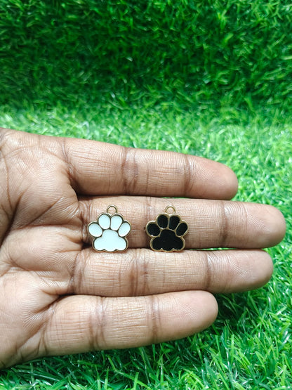 Black and White Paw Charms | Enamel Pet Charms | Mixed Enamel Charms |  Paw Charms | Star Charms  | Doge Charms
