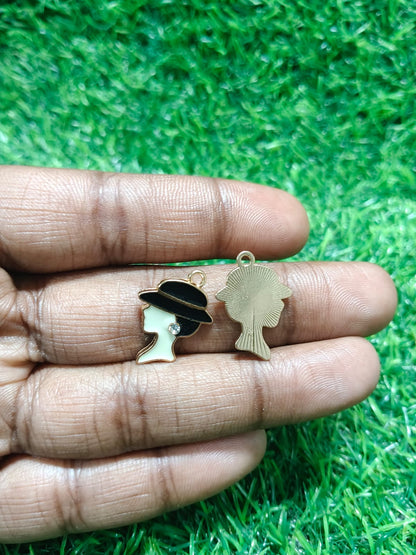 Lady Profile Charms | Lady Charms | Smart Girl Charm | Enamel Charms