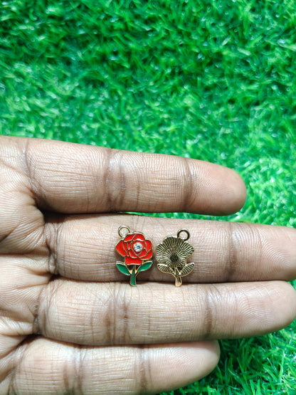 Rose Flower Charms | Mixed Enamel Chams