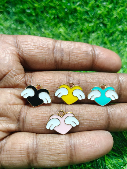 NAGNESHI Winged Heart Enamel Charms for Jewelry Making, DIY Earrings, Bracelets, Necklaces, Keychain and Crafts
