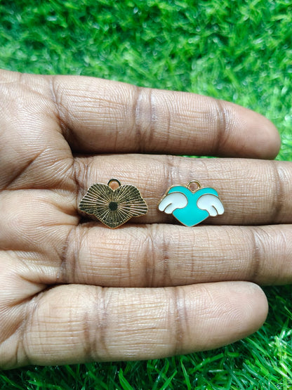 NAGNESHI Winged Heart Enamel Charms for Jewelry Making, DIY Earrings, Bracelets, Necklaces, Keychain and Crafts