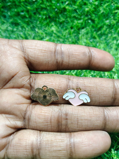NAGNESHI Winged Heart Enamel Charms for Jewelry Making, DIY Earrings, Bracelets, Necklaces, Keychain and Crafts