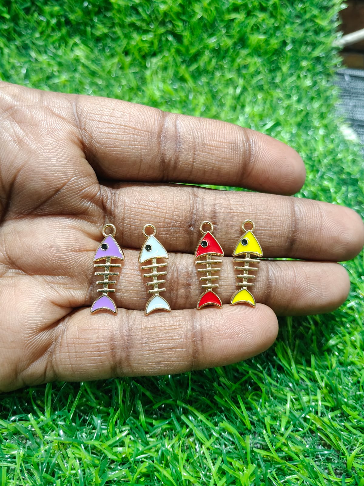 Fish Charms | Bone Charms | Gold-Tone Skeleton Fish Charms