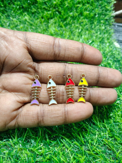 Fish Charms | Bone Charms | Gold-Tone Skeleton Fish Charms