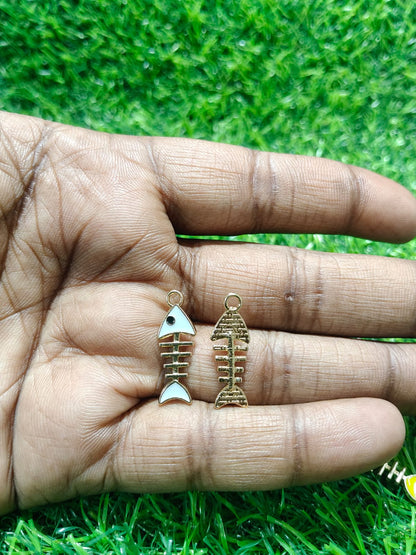 Fish Charms | Bone Charms | Gold-Tone Skeleton Fish Charms