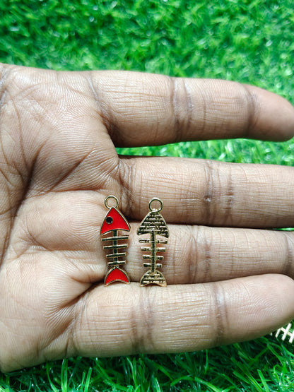 Fish Charms | Bone Charms | Gold-Tone Skeleton Fish Charms
