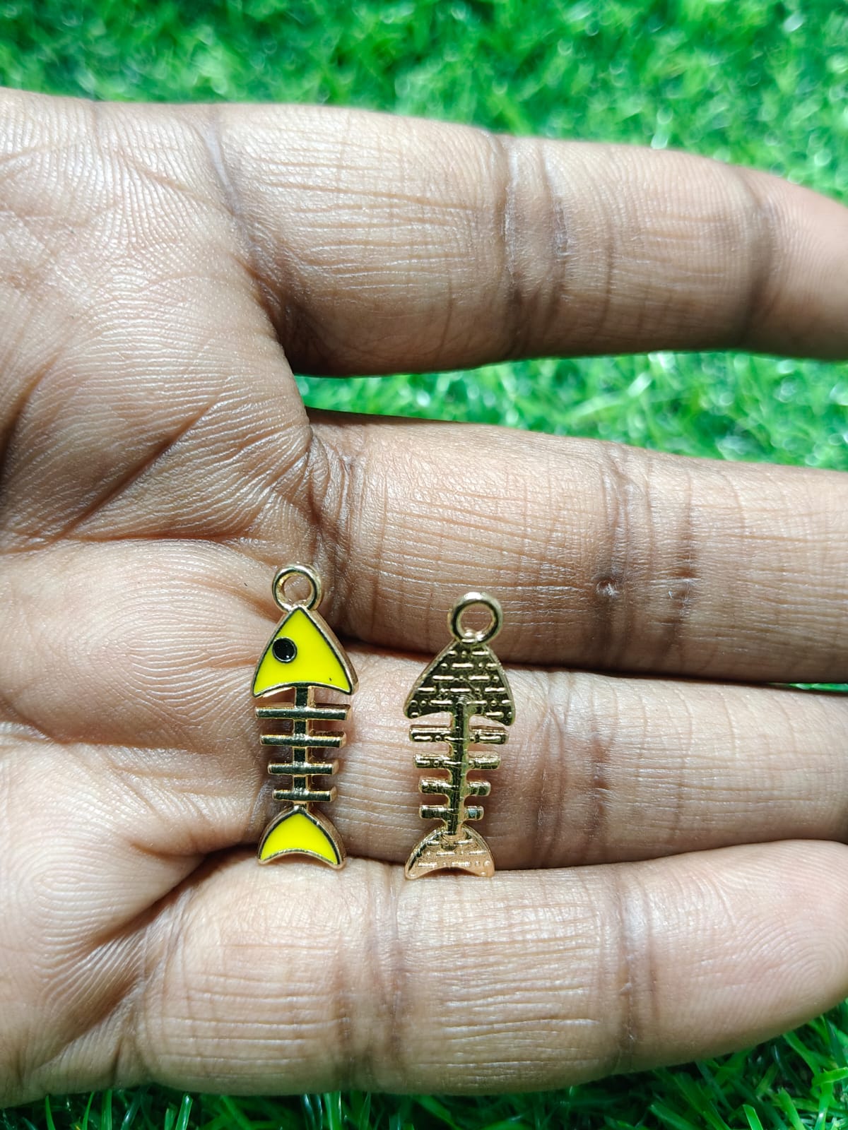 Fish Charms | Bone Charms | Gold-Tone Skeleton Fish Charms