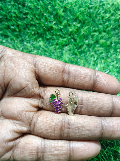 NAGNESHI Grape Bunch Enamel Charms – Gold-Tone Fruit Pendants for Jewelry Making – DIY Wine Lover Bracelets, Summer Earrings, & Keychain
