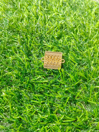 Nagneshi Rakhi Charm Rectangular Gold Frame with Dual Row American Diamonds & Mother-of-Pearl Inlay