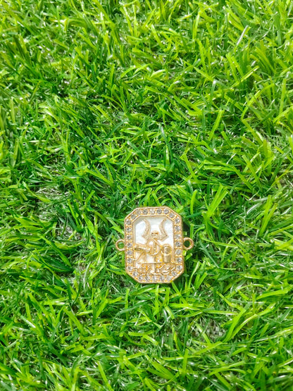 Nagneshi Rakhi Charm Rectangular Gold Frame with Nagneshi Rakhi Charm Octagonal Gold Frame with Intricate Motif & American Diamond BorderDiamond & Mother-of-Pearl Inlay (Copy)