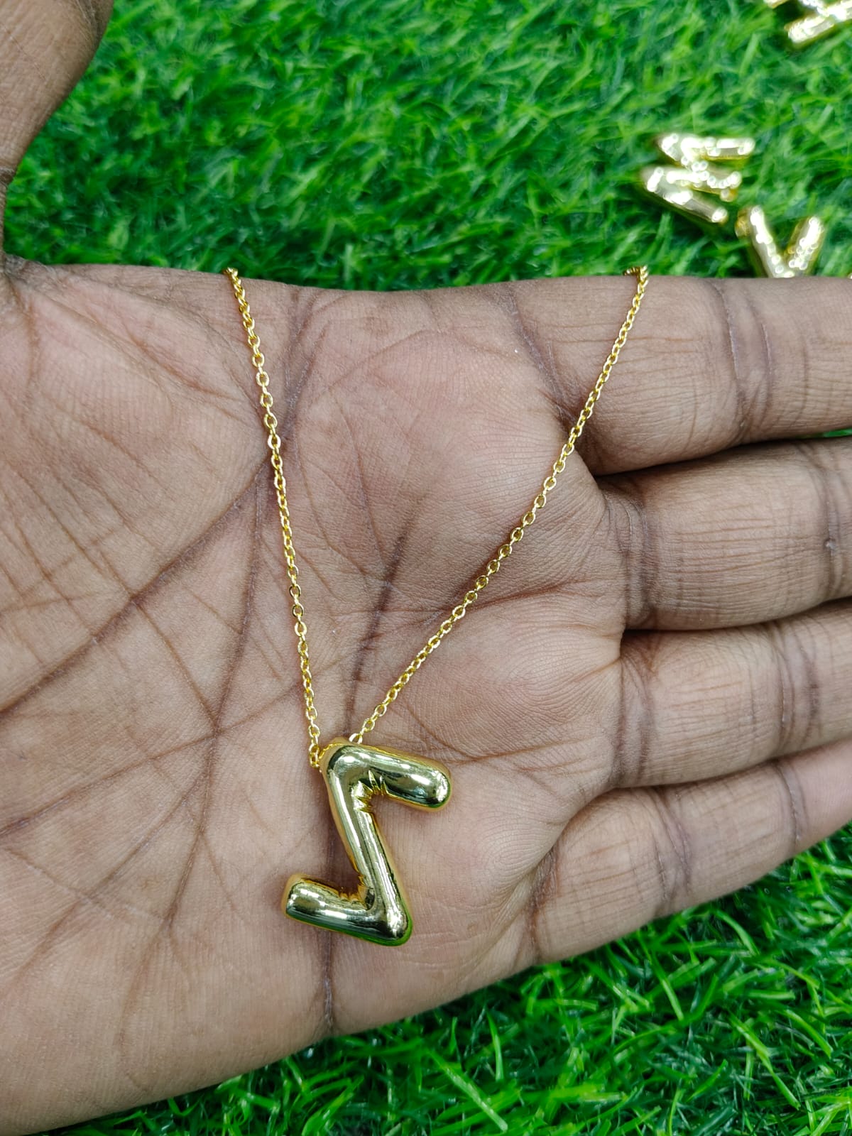 Bubble Initial Necklace - Gold Plated Metal | Custom Letter Pendant