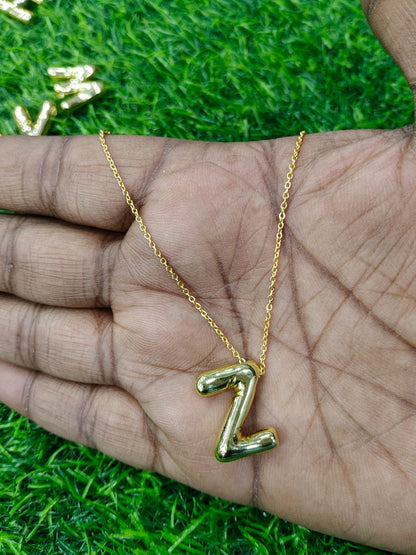 Bubble Initial Necklace - Gold Plated Metal | Custom Letter Pendant