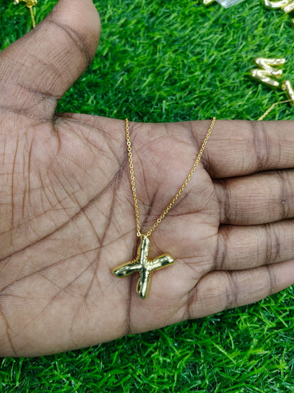 Bubble Initial Necklace - Gold Plated Metal | Custom Letter Pendant