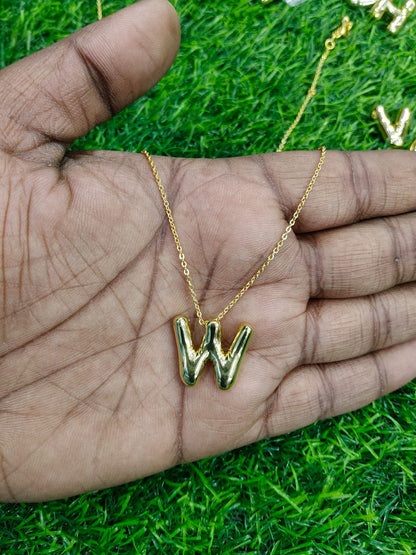Bubble Initial Necklace - Gold Plated Metal | Custom Letter Pendant
