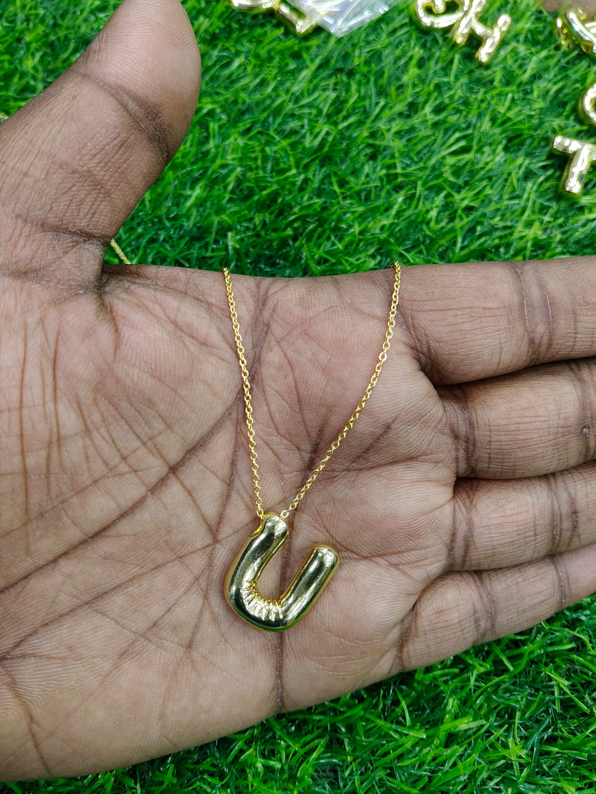 Bubble Initial Necklace - Gold Plated Metal | Custom Letter Pendant