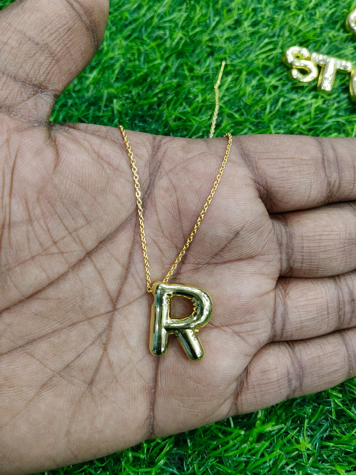 Bubble Initial Necklace - Gold Plated Metal | Custom Letter Pendant