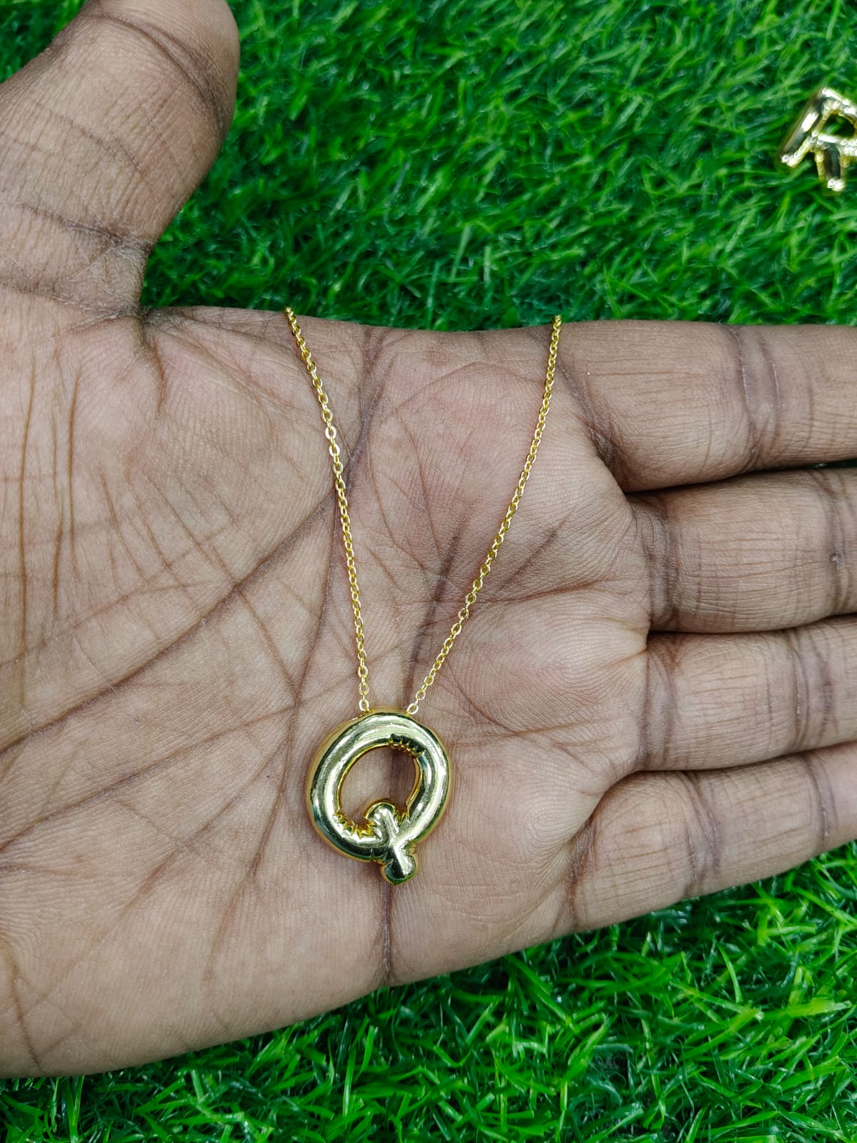 Bubble Initial Necklace - Gold Plated Metal | Custom Letter Pendant