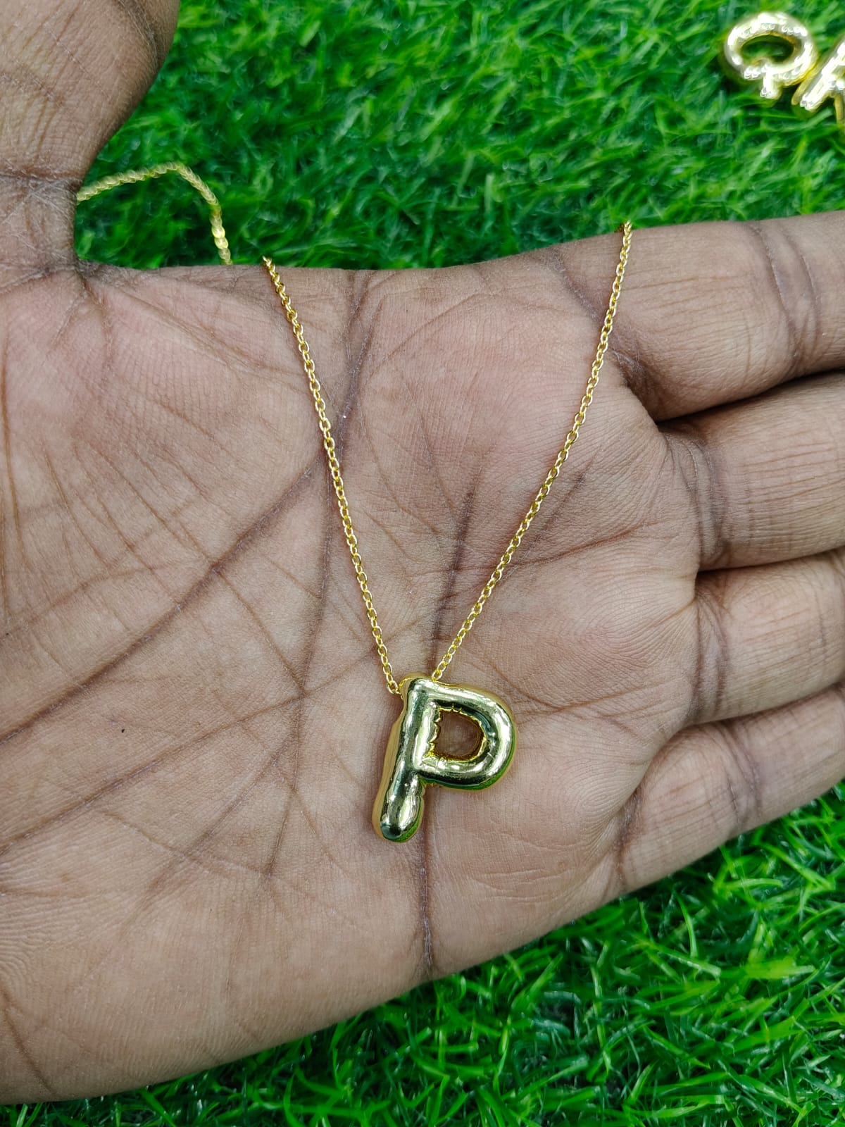 Bubble Initial Necklace - Gold Plated Metal | Custom Letter Pendant