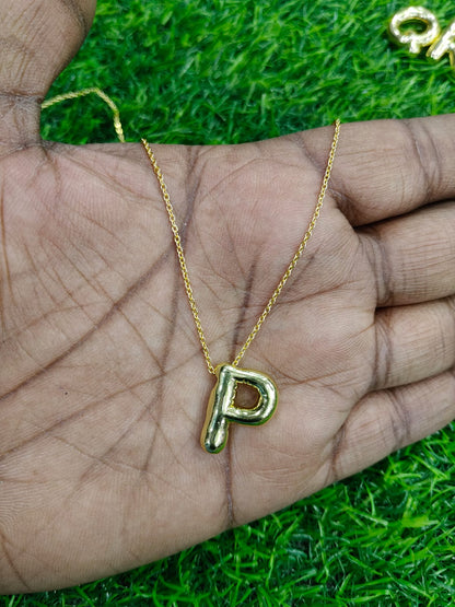 Bubble Initial Necklace - Gold Plated Metal | Custom Letter Pendant