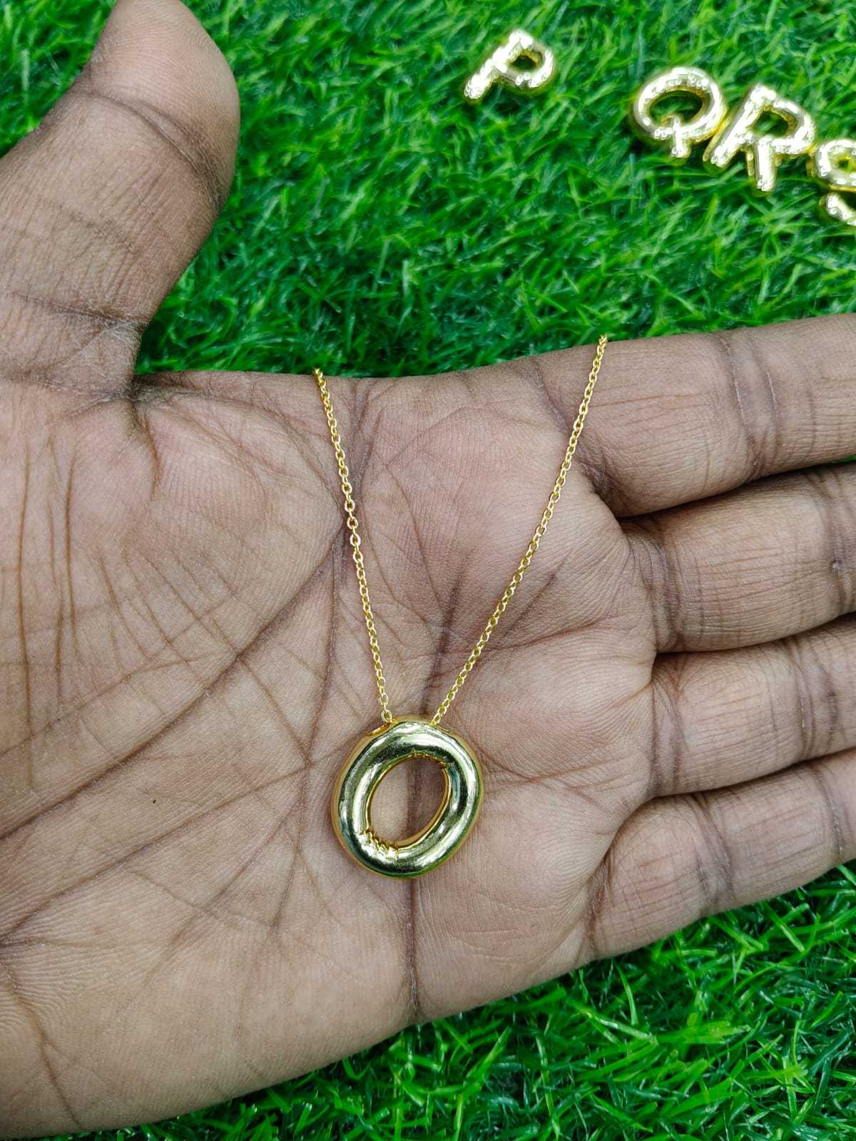 Bubble Initial Necklace - Gold Plated Metal | Custom Letter Pendant