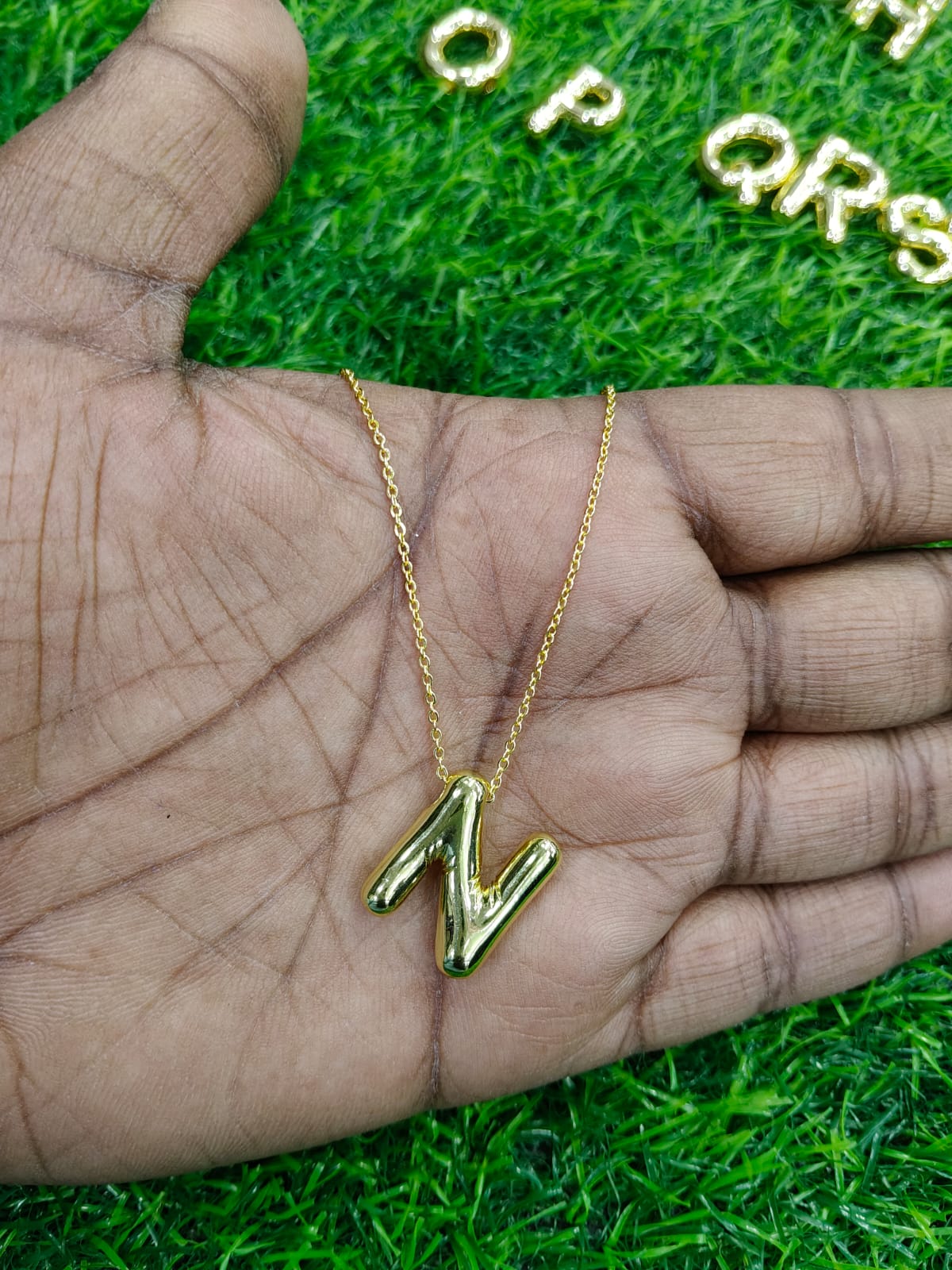 Bubble Initial Necklace - Gold Plated Metal | Custom Letter Pendant