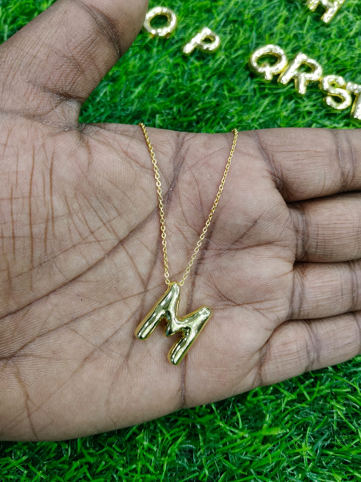 Bubble Initial Necklace - Gold Plated Metal | Custom Letter Pendant