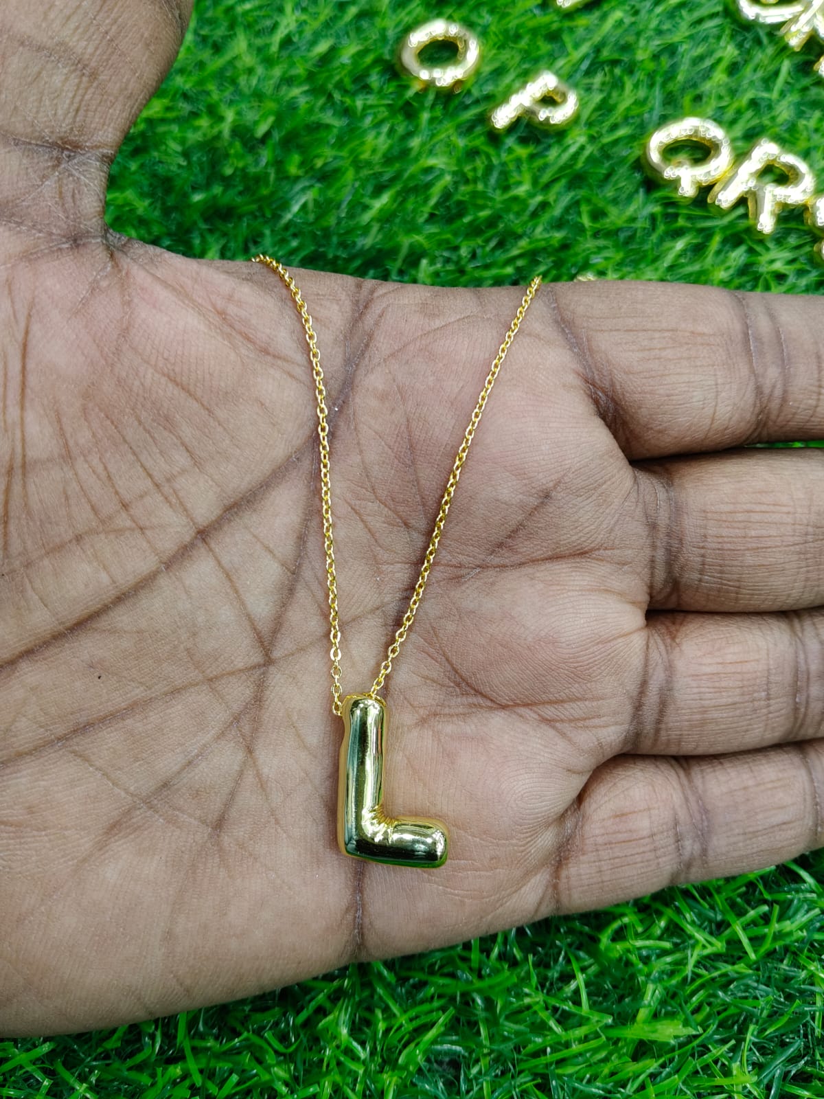 Bubble Initial Necklace - Gold Plated Metal | Custom Letter Pendant