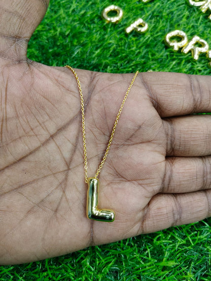 Bubble Initial Necklace - Gold Plated Metal | Custom Letter Pendant