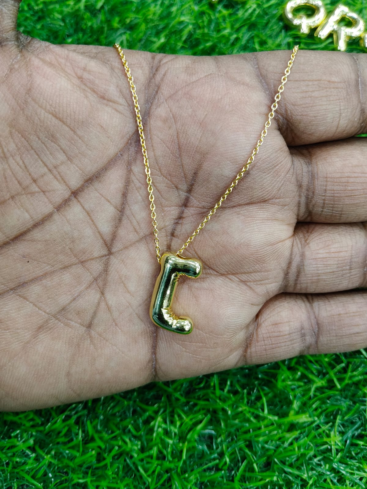 Bubble Initial Necklace - Gold Plated Metal | Custom Letter Pendant