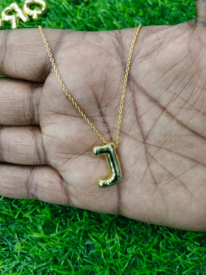 Bubble Initial Necklace - Gold Plated Metal | Custom Letter Pendant