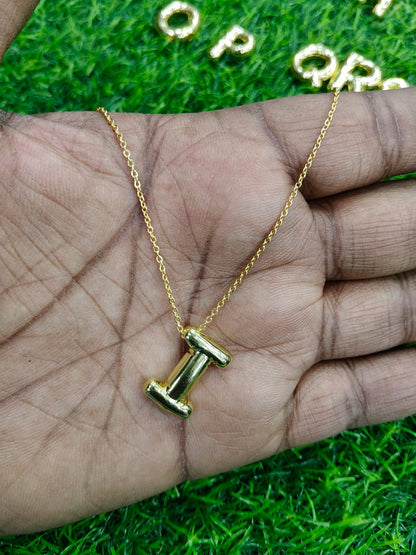 Bubble Initial Necklace - Gold Plated Metal | Custom Letter Pendant