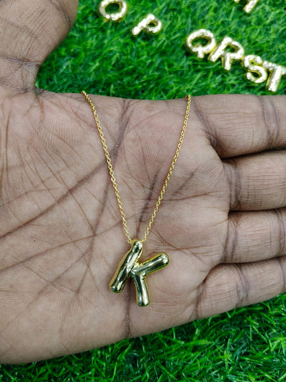 Bubble Initial Necklace - Gold Plated Metal | Custom Letter Pendant