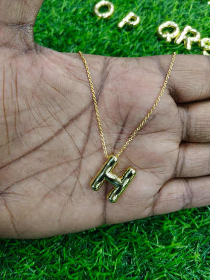 Bubble Initial Necklace - Gold Plated Metal | Custom Letter Pendant