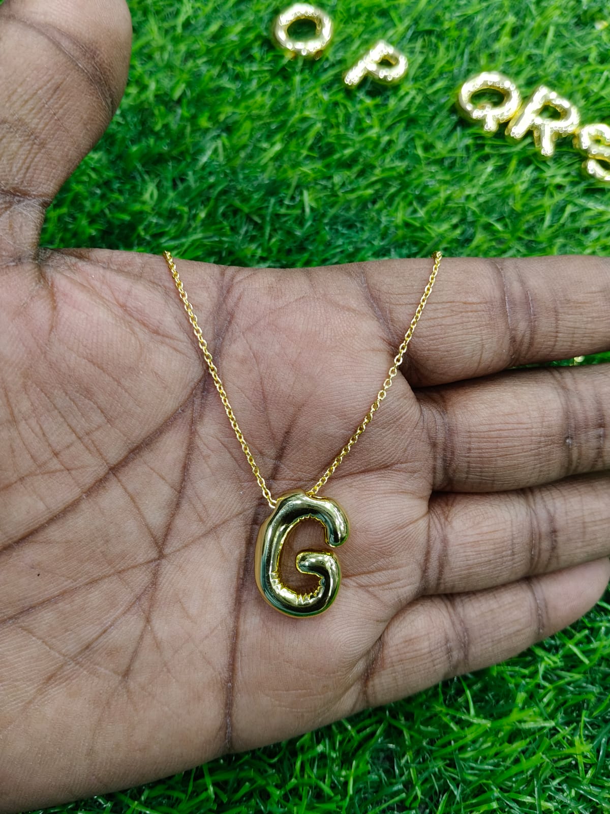 Bubble Initial Necklace - Gold Plated Metal | Custom Letter Pendant